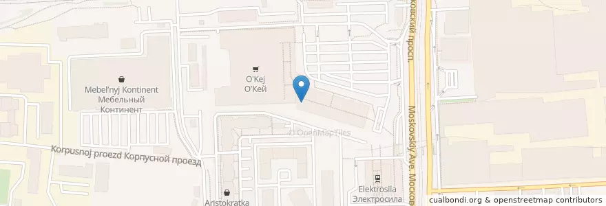 Mapa de ubicacion de Пиворама en Russie, District Fédéral Du Nord-Ouest, Oblast De Léningrad, Saint-Pétersbourg, Московский Район, Округ Московская Застава.
