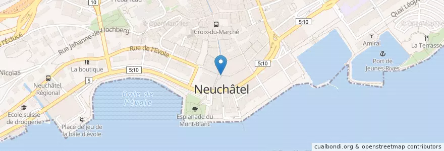 Mapa de ubicacion de Place Pury en Швейцария, Невшатель, Lac De Neuchâtel (Ne), Neuchâtel.
