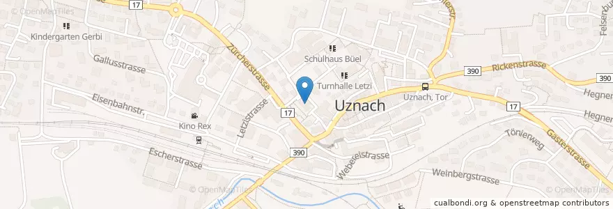 Mapa de ubicacion de Schulhaus/Kindergarten Letzi en İsviçre, Sankt Gallen, Wahlkreis See-Gaster, Uznach.