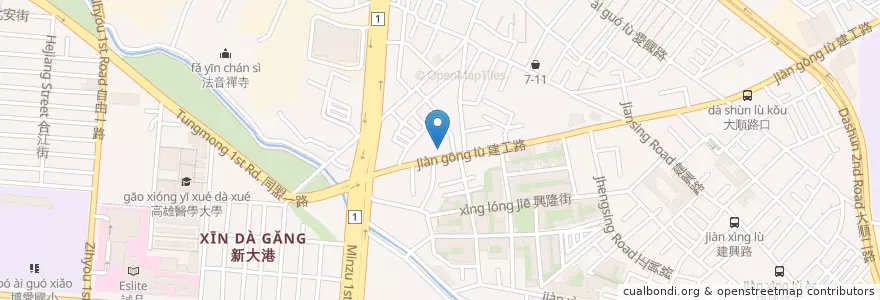 Mapa de ubicacion de 拿坡里披薩‧炸雞 en Taiwan, Kaohsiung, Sanmin.