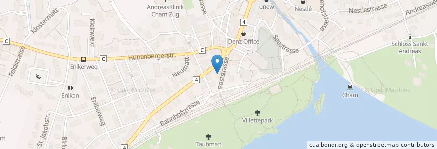 Mapa de ubicacion de Dr. med. Catherine Akermann en سويسرا, Zug, Cham.