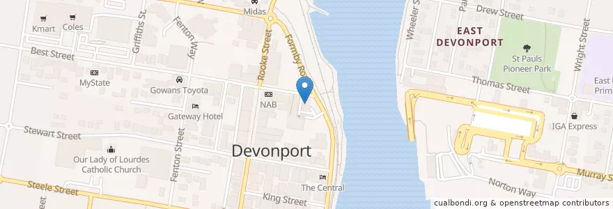 Mapa de ubicacion de McDonald's en Australia, Tasmania, City Of Devonport, Devonport.