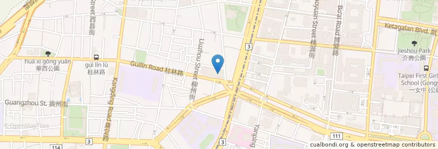 Mapa de ubicacion de 古拉爵 en 臺灣, 新北市, 臺北市, 萬華區.