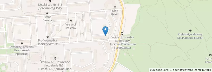 Mapa de ubicacion de Бэби-клуб en Rusland, Centraal Federaal District, Moskou, Западный Административный Округ, Район Крылатское.