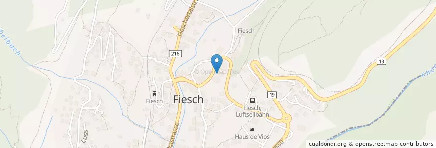 Mapa de ubicacion de Raiffeisen en Schweiz/Suisse/Svizzera/Svizra, Valais/Wallis, Goms, Fiesch.