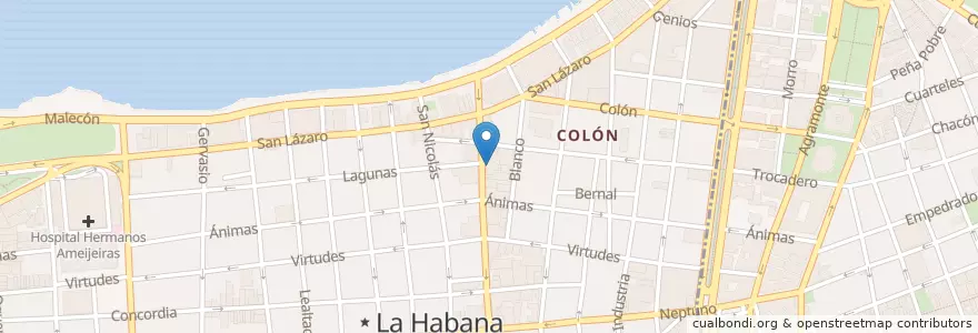 Mapa de ubicacion de Café Tilín en Cuba, La Habana, Centro Habana.