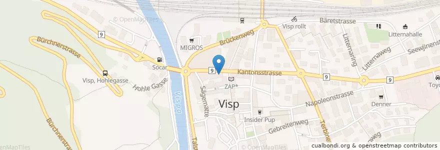 Mapa de ubicacion de Walliser Kantonalbank en 瑞士, Valais/Wallis, Visp, Visp.