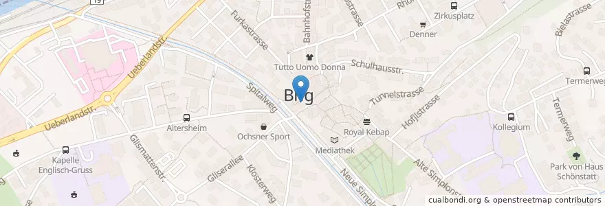Mapa de ubicacion de UBS en Suiza, Vallés, Brig, Brig-Glis.