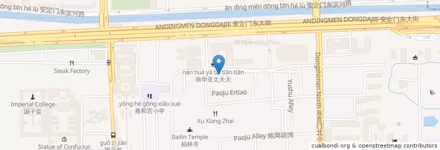 Mapa de ubicacion de 二宝小面 en 中国, 北京市, 河北省, 东城区.