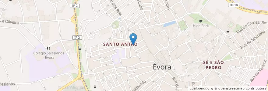 Mapa de ubicacion de O Garfo en Portugal, Alentejo, Alentejo Central, Évora, Évora, Bacelo E Senhora Da Saúde, Évora.