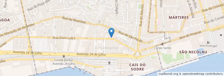 Mapa de ubicacion de O Triángulo da Ribeira en Portugal, Aire Métropolitaine De Lisbonne, Lisbonne, Grande Lisboa, Lisbonne, Misericórdia.