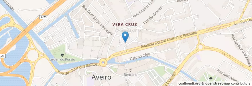 Mapa de ubicacion de Restaurante Vedeta do Arco en البرتغال, آويرو, الوسطى, فوغا السفلى, آويرو, Glória E Vera Cruz.
