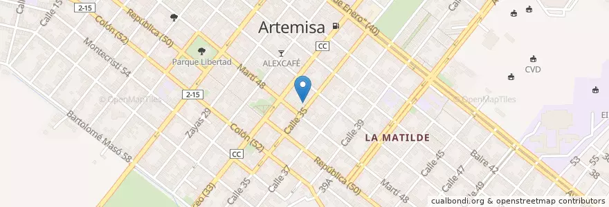 Mapa de ubicacion de Policlínico Adrián Sansarit en Kuba, Artemisa, Artemisa, Ciudad De Artemisa.