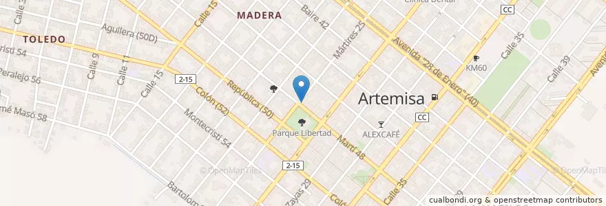 Mapa de ubicacion de Album Kafe Parque Central en كوبا, Artemisa, Artemisa, Ciudad De Artemisa.