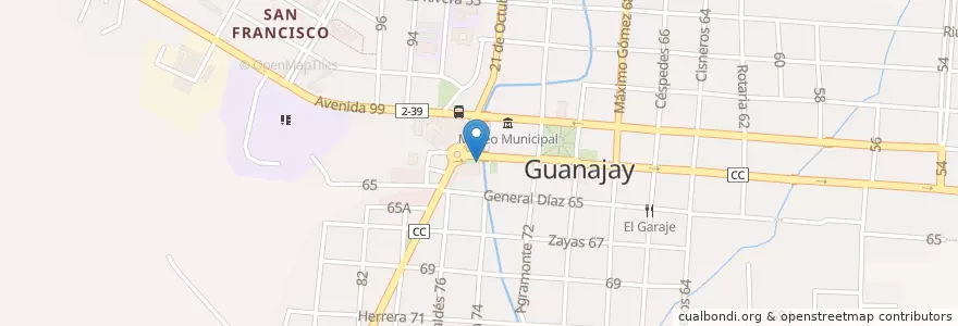 Mapa de ubicacion de Pizería en Kuba, Artemisa, Guanajay, Ciudad De Guanajay.