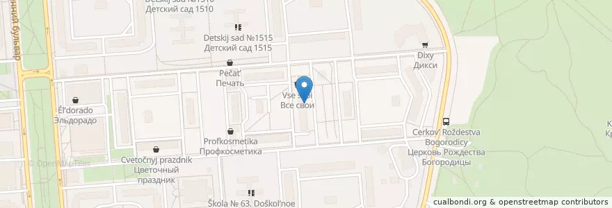 Mapa de ubicacion de Здоровье человека en Rússia, Distrito Federal Central, Москва, Западный Административный Округ, Район Крылатское.