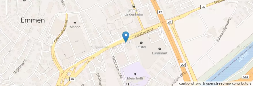 Mapa de ubicacion de Coop en İsviçre, Luzern, Emmen.