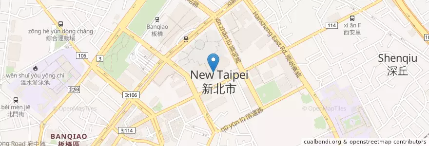 Mapa de ubicacion de 臺灣銀行 en تايوان, تايبيه الجديدة, 板橋區.