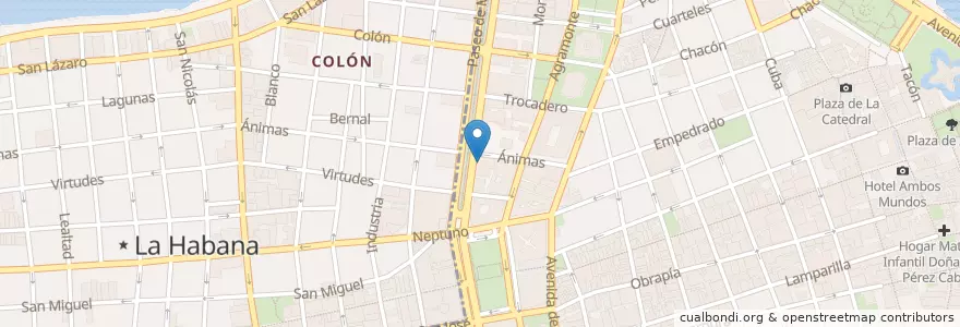 Mapa de ubicacion de Cafeteria Prado y Animas en Cuba, La Habana, La Habana Vieja.