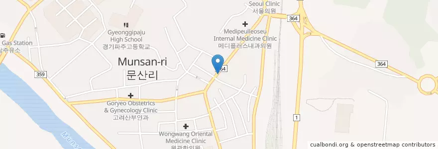 Mapa de ubicacion de 문산고속버스터미널 en Coreia Do Sul, Gyeonggi, 파주시, 문산읍.