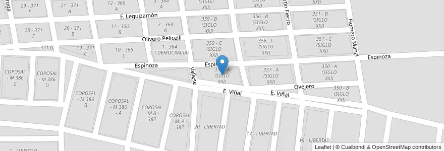 Mapa de ubicacion de 358 - A (SIGLO XXI) en アルゼンチン, サルタ州, Capital, Municipio De Salta, Salta.