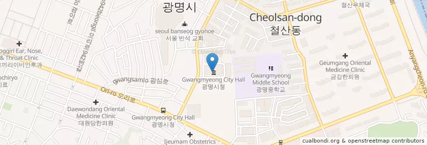 Mapa de ubicacion de 광명시청 en Республика Корея, Кёнгидо, 광명시.