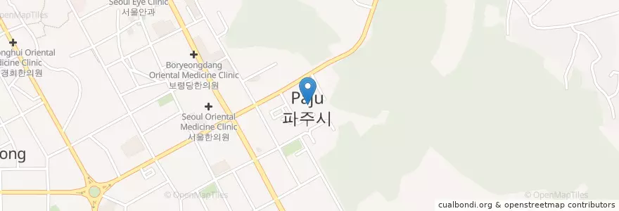 Mapa de ubicacion de 파주시청 en 대한민국, 경기도, 파주시, 금촌1동.