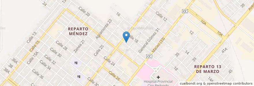 Mapa de ubicacion de Policlínico Tomas Romay en キューバ, Artemisa, Artemisa, Ciudad De Artemisa.