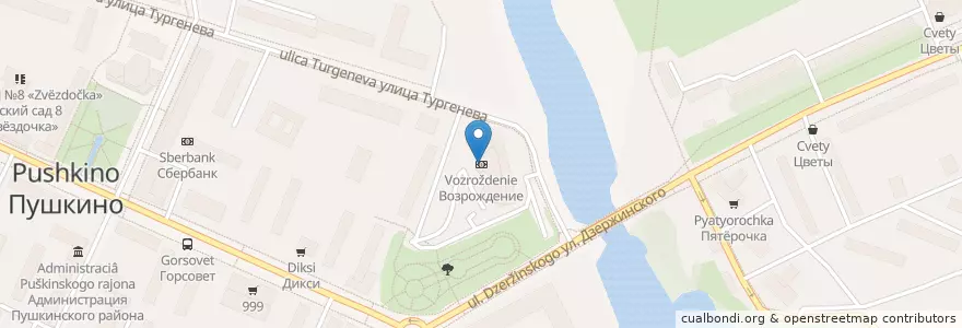 Mapa de ubicacion de Возрождение en Rússia, Distrito Federal Central, Oblast De Moscou, Пушкинский Городской Округ.