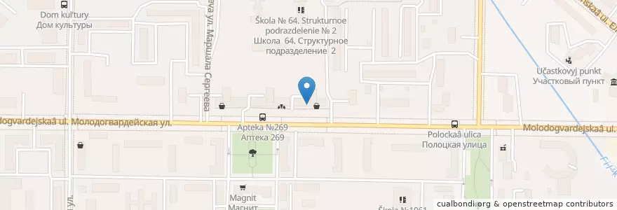 Mapa de ubicacion de Папа Джонс en Rusland, Centraal Federaal District, Moskou, Западный Административный Округ, Район Кунцево.