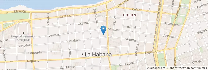 Mapa de ubicacion de La Terraza en 쿠바, La Habana, Centro Habana.