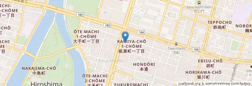 Mapa de ubicacion de 広島銀行本店 en 日本, 広島県, 広島市, 中区.