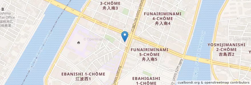 Mapa de ubicacion de 広島信用金庫江波支店 en ژاپن, 広島県, 広島市, 中区.