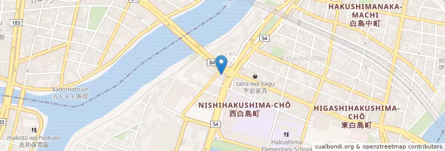Mapa de ubicacion de COCO'S 白島店 en Japan, Präfektur Hiroshima, Hiroshima, 中区.