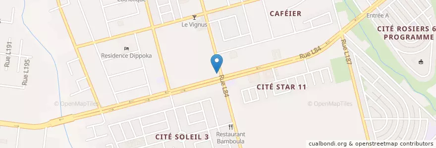 Mapa de ubicacion de Banque Atlantique - Agence Angré en Côte D’Ivoire, Abidjan, Cocody.
