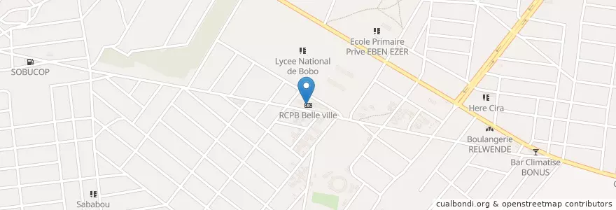 Mapa de ubicacion de RCPB Belle ville en Буркина-Фасо, Верхние Бассейны, Уэ.
