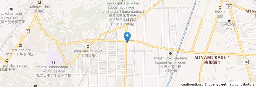 Mapa de ubicacion de 華屋与兵衛 (Hanaya yohei) en 日本, 神奈川縣, 横滨市, 港北区.