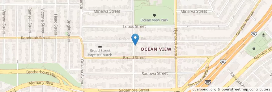 Mapa de ubicacion de Cosmopolitan Baptist Church en アメリカ合衆国, カリフォルニア州, サンフランシスコ, San Francisco.