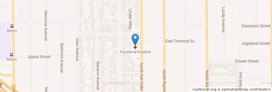 Mapa de ubicacion de ChapCare Fair Oaks en Stati Uniti D'America, California, Los Angeles County, Pasadena.