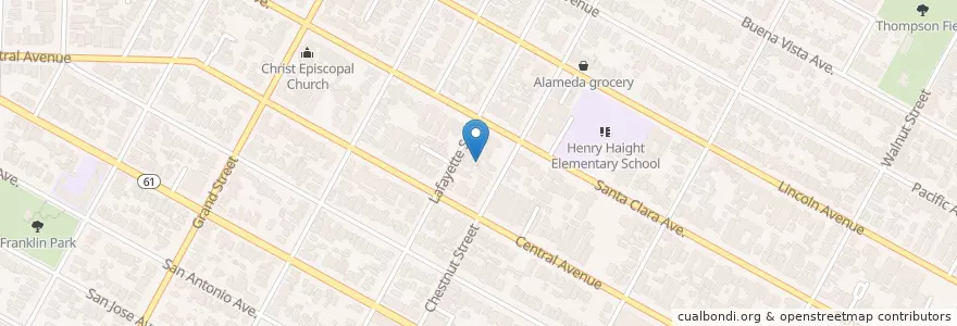 Mapa de ubicacion de Immanuel Lutheran Church en Amerika Birleşik Devletleri, Kaliforniya, Alameda İlçesi, Alameda.