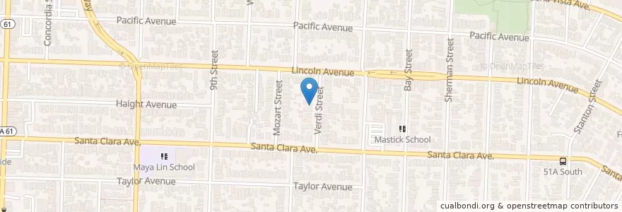 Mapa de ubicacion de Alameda Seventh Day Adventist Church en Amerika Birleşik Devletleri, Kaliforniya, Alameda İlçesi, Alameda.