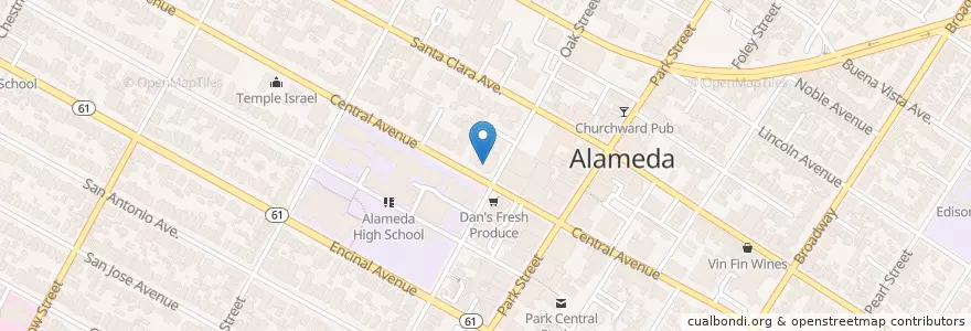 Mapa de ubicacion de First Methodist Church en ایالات متحده آمریکا, کالیفرنیا, شهرستان آلامدا، کالیفرنیا, Alameda.