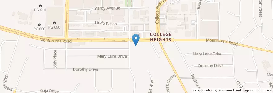 Mapa de ubicacion de College Park Presbyterian Church en Amerika Birleşik Devletleri, Kaliforniya, San Diego County, San Diego.