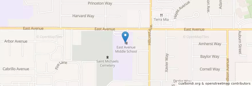 Mapa de ubicacion de East Avenue Middle School en アメリカ合衆国, カリフォルニア州, アラメダ郡, Livermore.