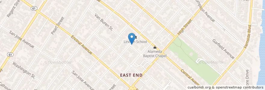 Mapa de ubicacion de Court Street Methodist Episcopal Church en United States, California, Alameda County, Alameda.