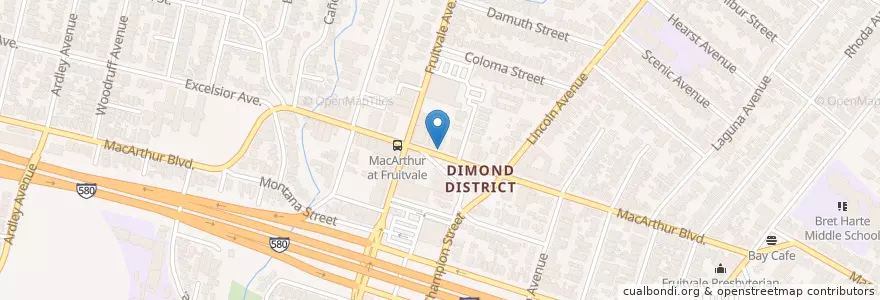 Mapa de ubicacion de Dimond Station Oakland Post Office en ایالات متحده آمریکا, کالیفرنیا, شهرستان آلامدا، کالیفرنیا, اوکلند، کالیفرنیا.