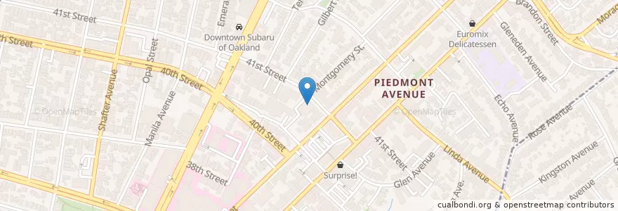Mapa de ubicacion de Piedmont Station Oakland Post Office en Vereinigte Staaten Von Amerika, Kalifornien, Alameda County, Oakland.