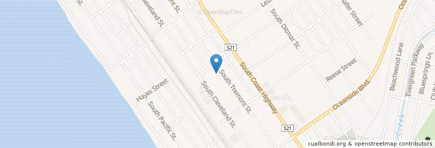 Mapa de ubicacion de Second Missionary Baptist Church en Amerika Syarikat, California, San Diego County, Oceanside.