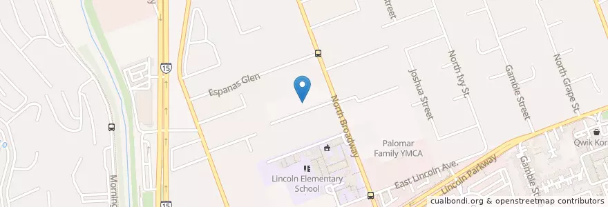 Mapa de ubicacion de Broadway Baptist Church en United States, California, San Diego County, Escondido.