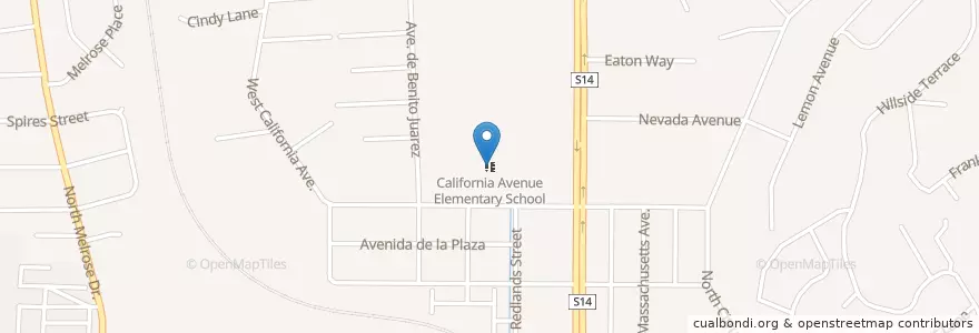 Mapa de ubicacion de California Avenue Elementary School en الولايات المتّحدة الأمريكيّة, كاليفورنيا, مقاطعة سان دييغو, فيستا، سان ديغو، كاليفورنيا.